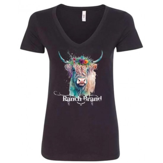 RANCH BRAND - Women's T-Shirt Happy Cow, black